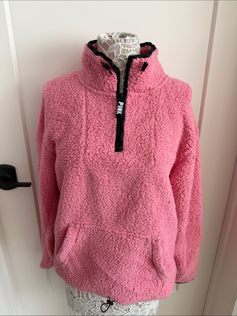 PINK Victoria's Secret Pink Sherpa Quarter-Zip Pullover
